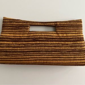 Brown striped clutch